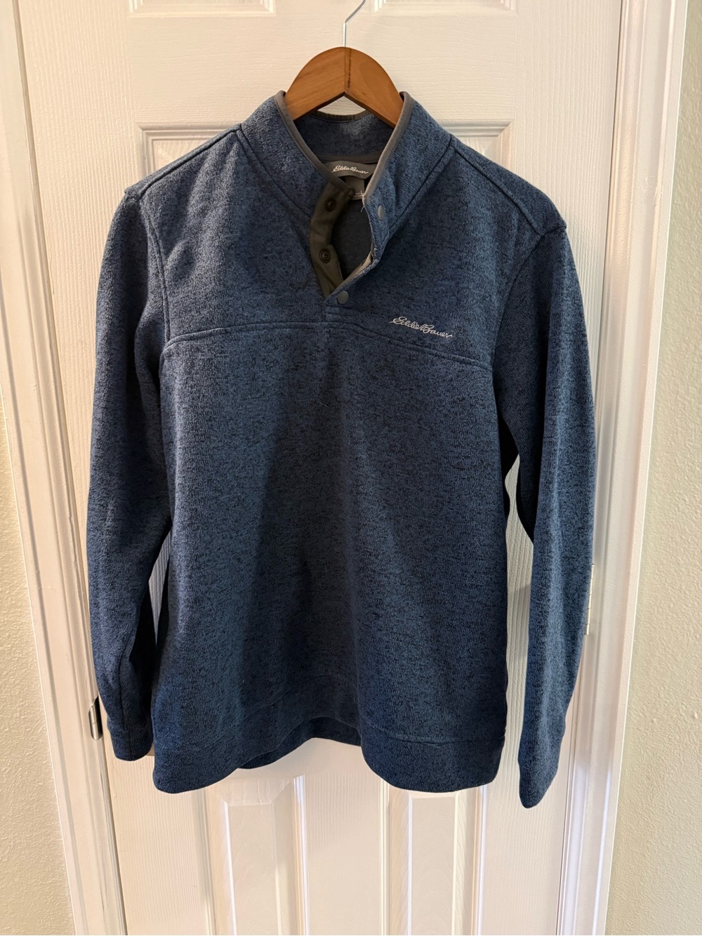 Eddie Bauer Men's Blue Quarter-Snap Pullover Sweater